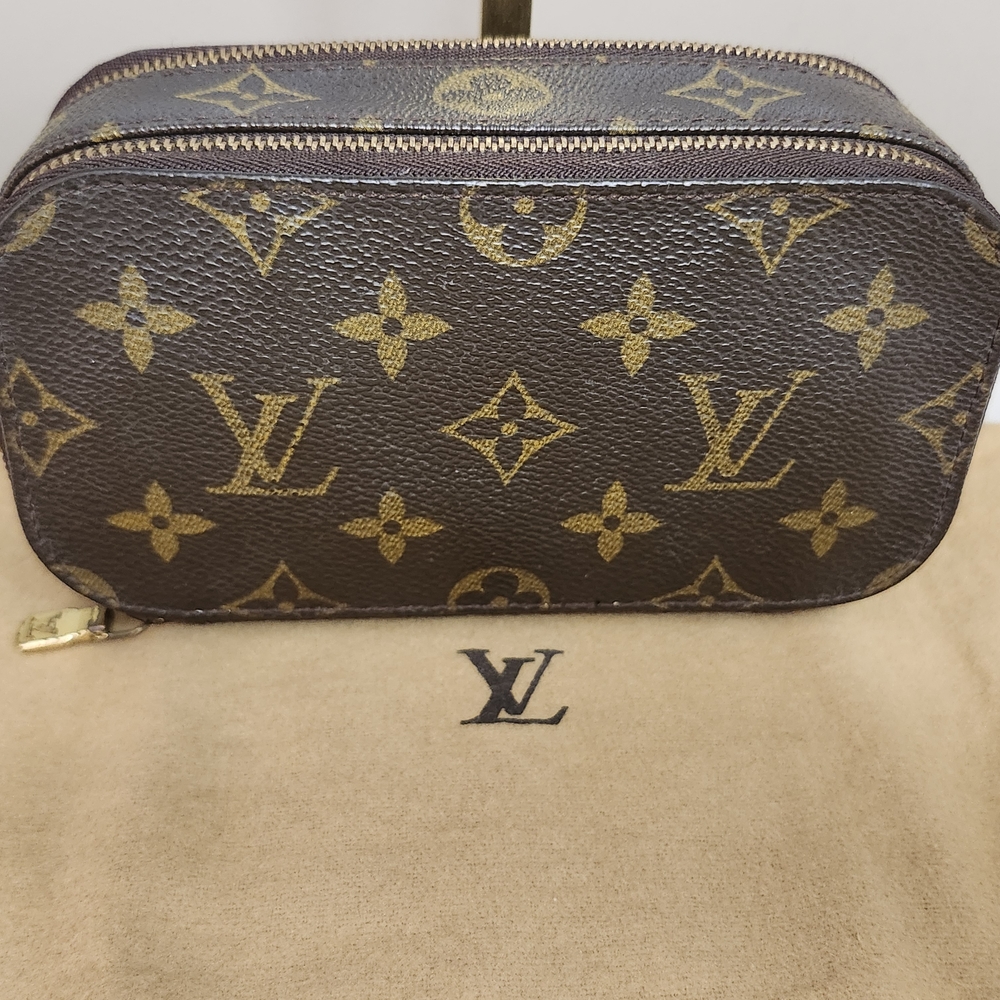 Louis Vuitton Monogram Trousse Blush Cosmetic Toiletry Pouch Bag Brown And Tan